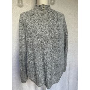 Rebecca Malone Turtle Neck Knitted Sweater Gray White Blend Acrylic Women's XL